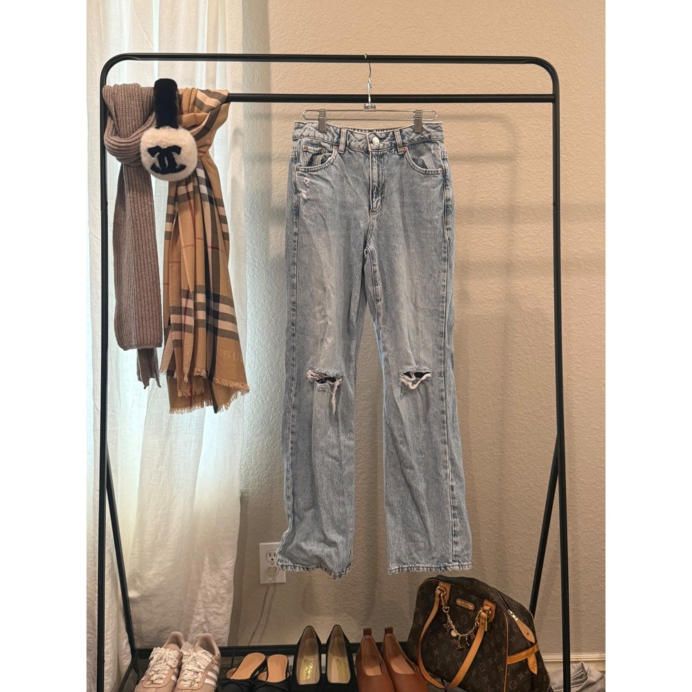Garage Denim 90s Straight Leg Jeans Light Wash Distressed Blue Size 03 26